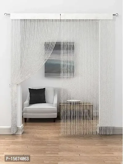 FURNISHINGKART Twisted String Curtain - 6.5ft White-thumb0
