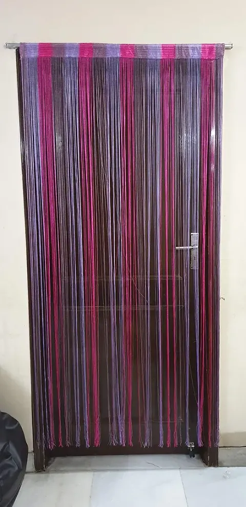 FURNISHINGKART Set of 2 Beautiful 6.5 FT Purple Multicolor Decorative Thread Curtain Polyester Room Divider String Thread Room Door Curtain, 6.5FT x 3.41FT, Purple Multicolor