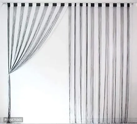 FURNISHINGKART Set of 2 Beautiful 6.5 FT Black  White Decorative Thread Curtain Polyester Room Divider String Thread Room Door Curtain, 6.5FT x 3.41FT, Black  White Multicolor-thumb4