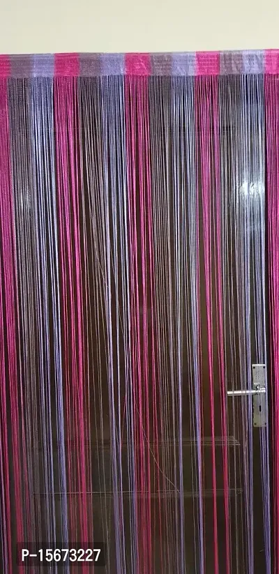 FURNISHINGKART 1Pc Beautiful 6.5ft Purple Decorative Thread Curtain Polyester Room Divider String Thread Room Door Curtain, 6.5FT x 3.41FT, Purple Multicolor-thumb0