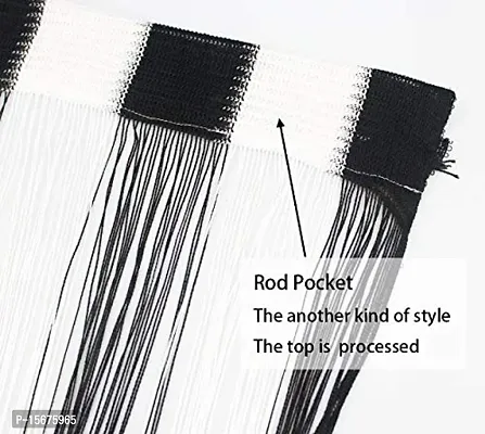 FURNISHINGKART Set of 2 Beautiful 6.5 FT Black  White Decorative Thread Curtain Polyester Room Divider String Thread Room Door Curtain, 6.5FT x 3.41FT, Black  White Multicolor-thumb2