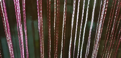 FURNISHINGKART Ribbon String Curtain - 6.5ft Maroon  Pink-thumb3