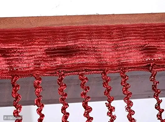 FURNISHINGKART Twisted String Curtain - 6.5ft Maroon-thumb2