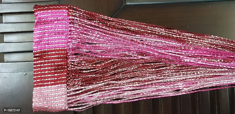 FURNISHINGKART Ribbon String Curtain - 6.5ft Maroon  Pink-thumb5