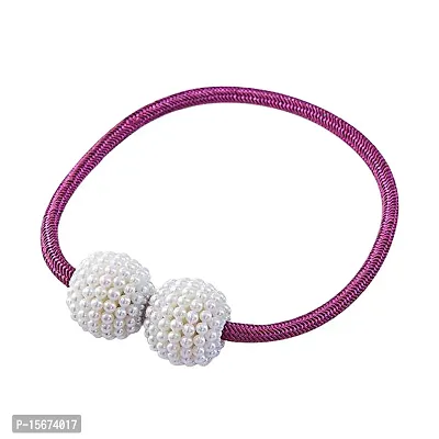 Ochine Creative Magnetic Curtain Tiebacks, 2 Pcs Curtain Ropes Holdbacks Curtain Tie Backs with 2 Pearl Balls (Purple)