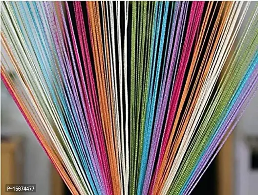 FURNISHINGKART Set of 2 Beautiful 6.5ft Multicolor Decorative Thread Curtain Polyester Room Divider String Thread Room Door Curtain, 6.5FT x 3.41FT, Multicolor 6-thumb3