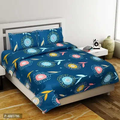 Stylish 180 TC Glace Cotton Printed Bedsheet With Pillow Cover