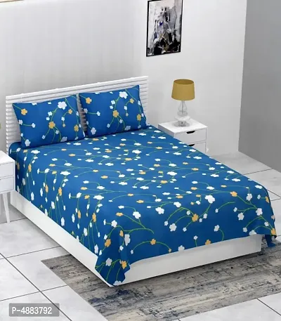 Stylish 180 TC Glace Cotton Printed Bedsheet With Pillow Cover