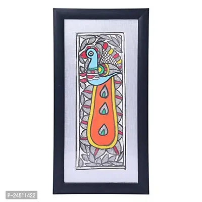 iMithila Traditional Madhubani Artwork Framed Peacock Hand Painting on A Tree for wall Elegant and Beautiful Nature (6 x 9 inch)-thumb0