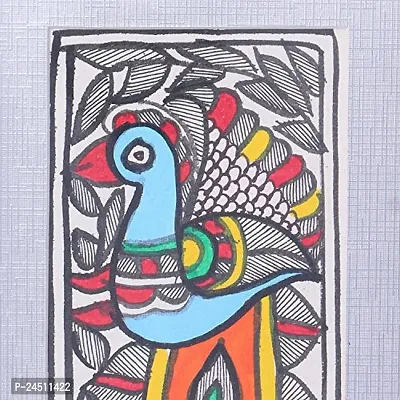 iMithila Traditional Madhubani Artwork Framed Peacock Hand Painting on A Tree for wall Elegant and Beautiful Nature (6 x 9 inch)-thumb3