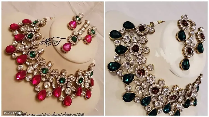 Stylish  Alloy American Diamond Jewellery Set For Women Pack Of 2-thumb0