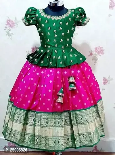 Stylish Fancy Designer Multicoloured Cotton Silk Lehenga Cholis For Girls-thumb0