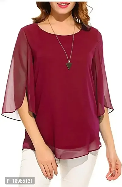 Classic Georgette Solid Tops for Womens