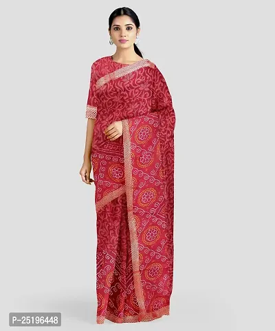 Ruhab's Women Georgette Bandhani Bandhni Saree With Unstitched BlouseTradition in Every Stitch | Red