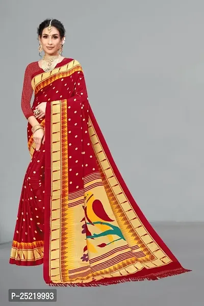 Ruhab's Women Crepe Daily Wear Digital Prints Saree With Unstitched BlouseElegant Ethnic Wear | Red