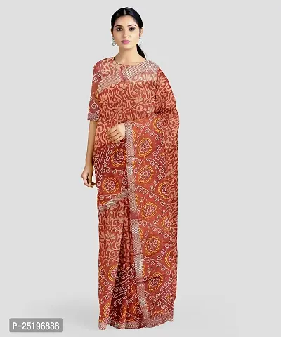 Ruhab's Women Georgette Bandhani Bandhni Saree With Unstitched BlouseTradition in Every Stitch | Brown