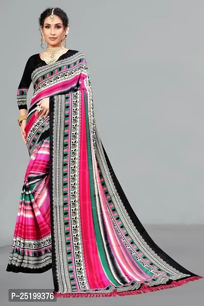 Ruhab's Women Crepe Daily Wear Digital Prints Saree With Unstitched BlouseEthnic Chic | Pink