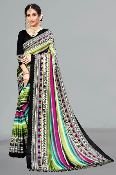 Ruhab's Women Crepe Daily Wear Digital Prints Saree With Unstitched Blouse | Ethnic Chic