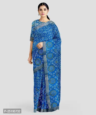 Ruhab's Women Georgette Bandhani Bandhni Saree With Unstitched BlouseTradition in Every Stitch | Teal-thumb0
