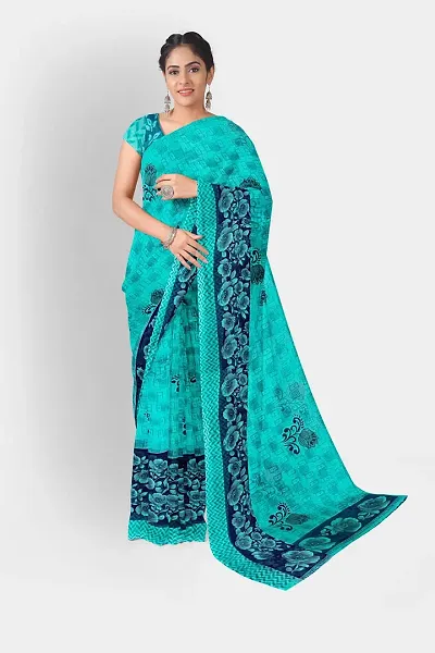 Ruhab's Women Chiffon Daily Wear Aztec Print Saree With Unstitched Blouse