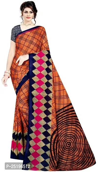 Ruhab's Women Georgette Kanjivaram Saree With Unstitched Blouse | Orange