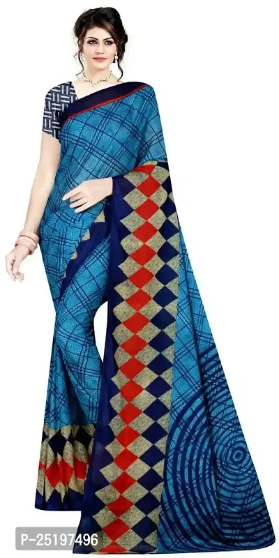 Ruhab's Women Georgette Daily Wear Saree With Unstitched BlouseCrafted with Tradition | Blue-thumb0