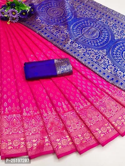 Ruhab's Women Silk Blend Banarasi Woven Design Saree With Unstitched BlouseArtistry in Threads | Magenta-thumb0