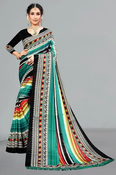 Ruhab's Women Crepe Daily Wear Digital Prints Saree With Unstitched Blouse | Ethnic Chic