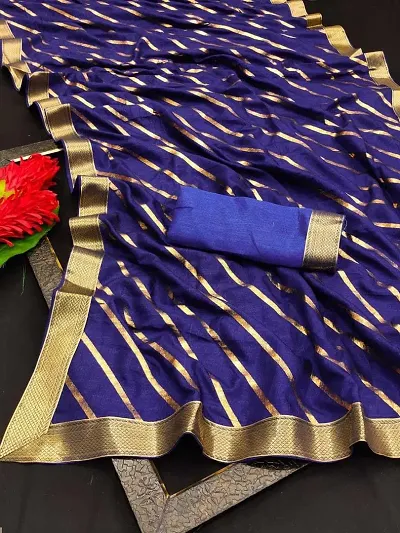 Fancy Silk Blend Saree with Blouse Piece for Women