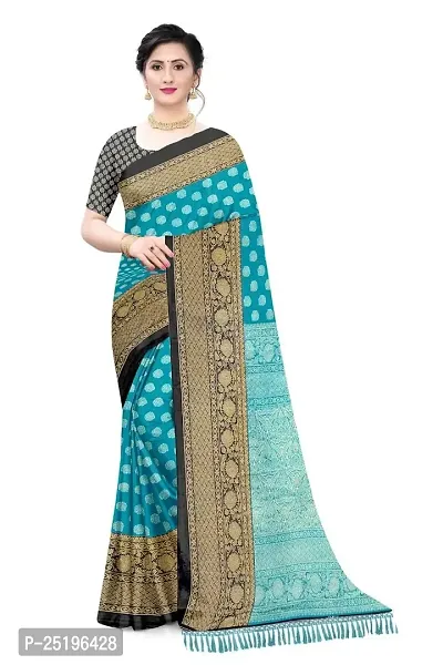 Green Color Daily Wear Classic Printed Crepe Silk Fabric Saree