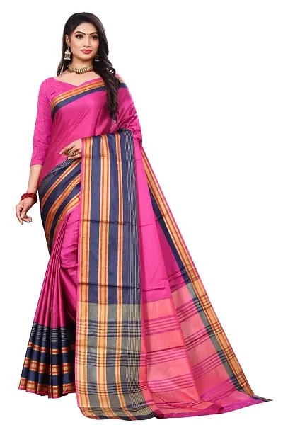 Ruhab's Women Silk Banarasi Striped Saree With Unstitched BlouseArtisanal Excellence in Sarees |