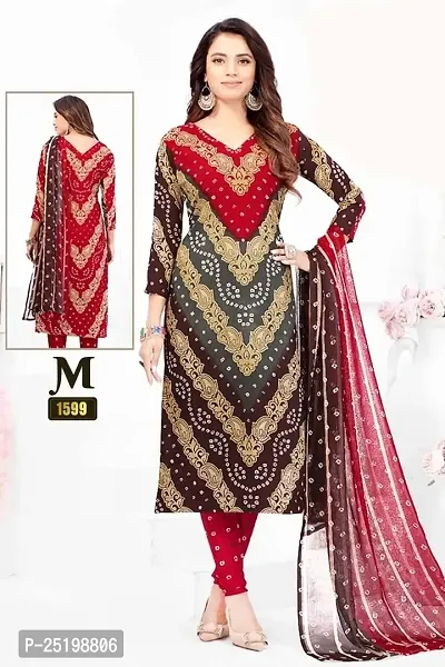 Ruhab's Women Chiffon Printed Salwar Suit Material | 1top:1bottom:1dupatta | Unstitched Dress Material | Multicolor2-thumb0