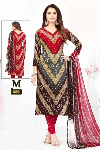 Ruhab's Women Chiffon Printed Salwar Suit Material | 1top:1botoom:1dupatta | Unstitched Dress Material