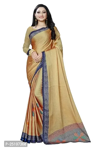 Ruhab's Women Crepe Daily Wear Self Design Saree With Unstitched Blouse | Gold