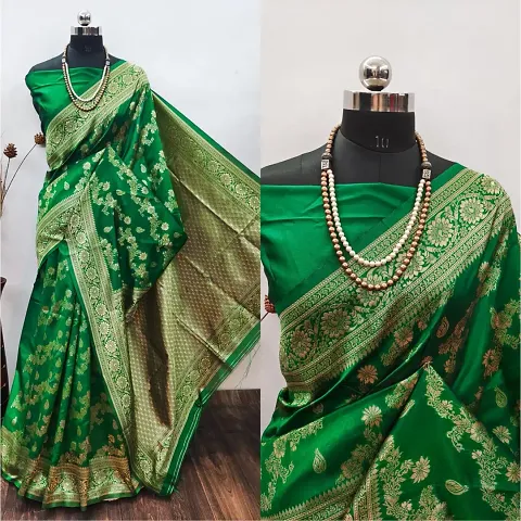 Fancy Silk Blend Saree with Blouse Piece for Women