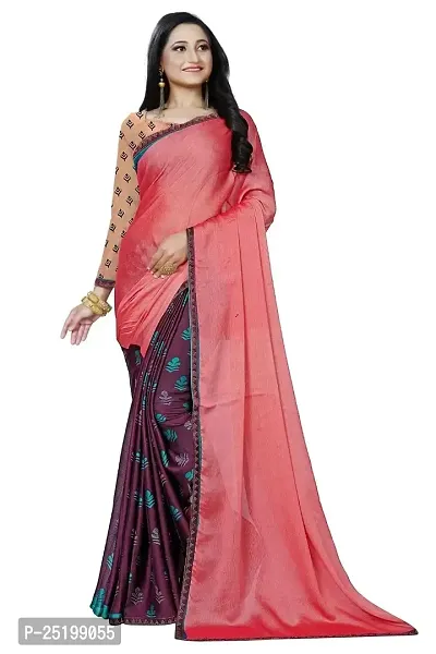 Ruhab's Women Crepe Daily Wear Geometric Saree With Unstitched Blouse | Pink-thumb0