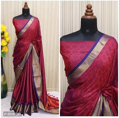 Ruhab's Women Pure Silk Banarasi Woven Design Saree With Unstitched BlouseHandwoven Marvels | Red-thumb0