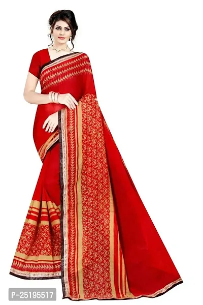 Ruhab's Women Georgette Daily Wear Woven Design Saree With Unstitched BlouseEthnic Magic | Red