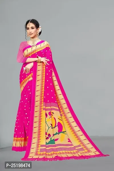 Ruhab's Women Crepe Daily Wear Digital Prints Saree With Unstitched BlouseElegant Ethnic Wear | Magenta-thumb0