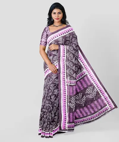 Block Print Cotton Saree With Blouse Piece