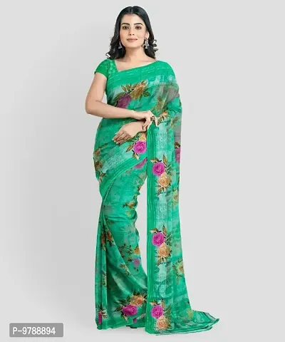 Forever Floral Printed Cotton Saree With Blouse Piece kasturi_See_Green_