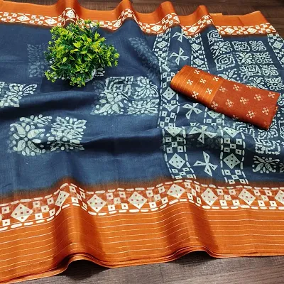 Elegant Silk Blend Saree With Blouse Piece
