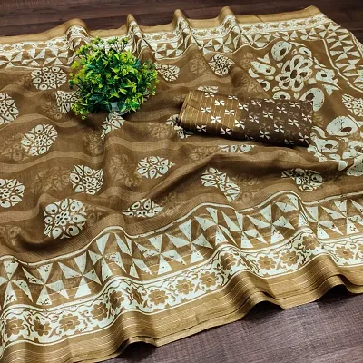 Printed Cotton Sarees with Blouse piece