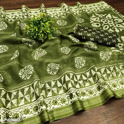 Batik Printed Cotton Saree With Blouse Piece