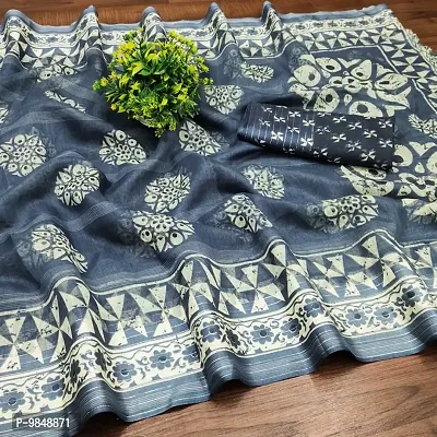 Batik Printed Cotton Saree With Blouse Piece