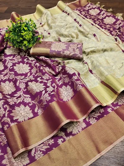 Fancy Silk Blend Saree with Blouse Piece for Women