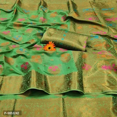 Festive Wear Meenakari Zai Woven Cotton Saree With Blouse Piece