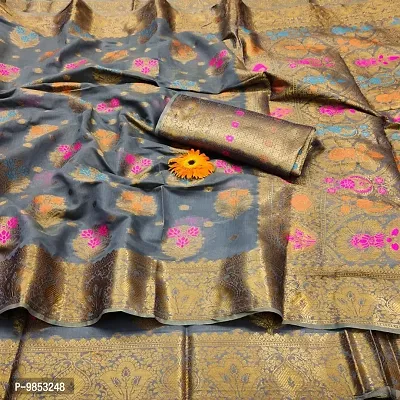 Festive Wear Meenakari Zai Woven Cotton Saree With Blouse Piece