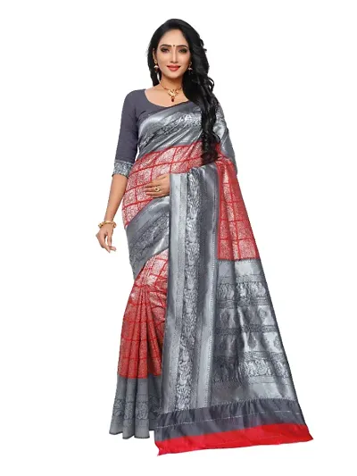 Attractive Silk Blend Sarees With Blouse Piece