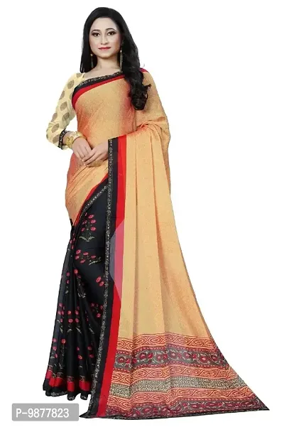 Festive Wear Printed Crep Saree With Siroski Lace Border And Blouse Piece